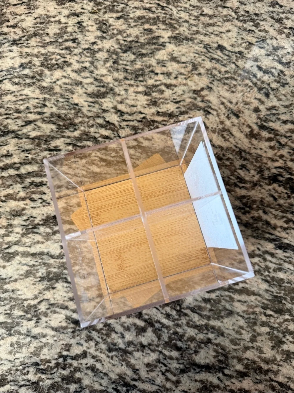 Oasis Home Spinning Organizer 4 Compartments Acrylic Wood Clear Beige 4.6x4.9in